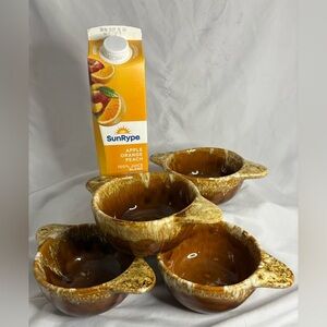 4-Dripped glaze bowls. Vtg Valkauris style